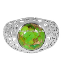 Green Copper Turquoise Gemstone 925 Sterling Silver Ring Jewelry